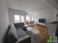 Se izdava namesten stan vo Skopje, Centar so povrshina od 100 m2.
 Ekstra: Klima, Centralno Parno, Lift, Nova Zgrada, Parking.
 Cena: 800 EUR